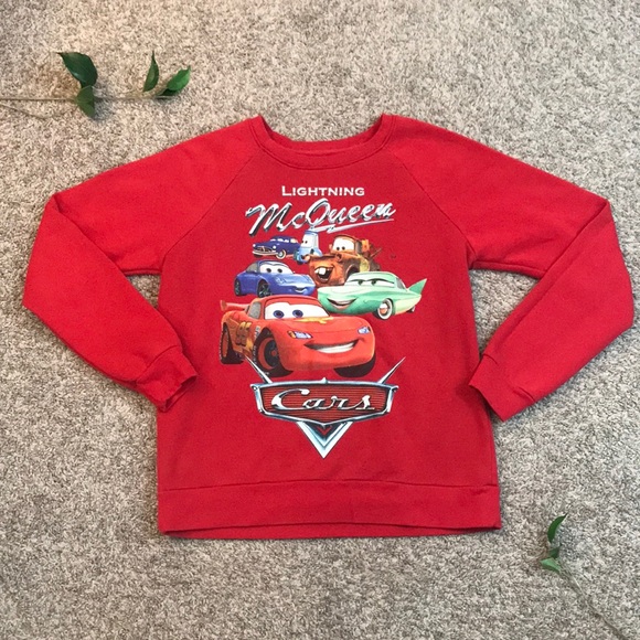 Pixar Cars Lightning McQueen Red Sweater Pullover Sweatshirt Sz Small Juniors